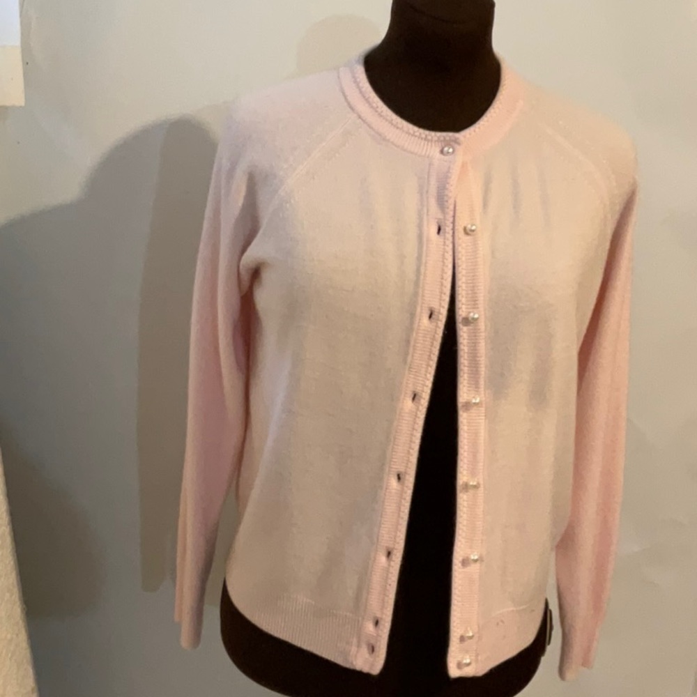 Vintage Goodclothes Petite Cardigan Sweater Baby Pink Size PM Round Neck Button - Picture 3 of 7